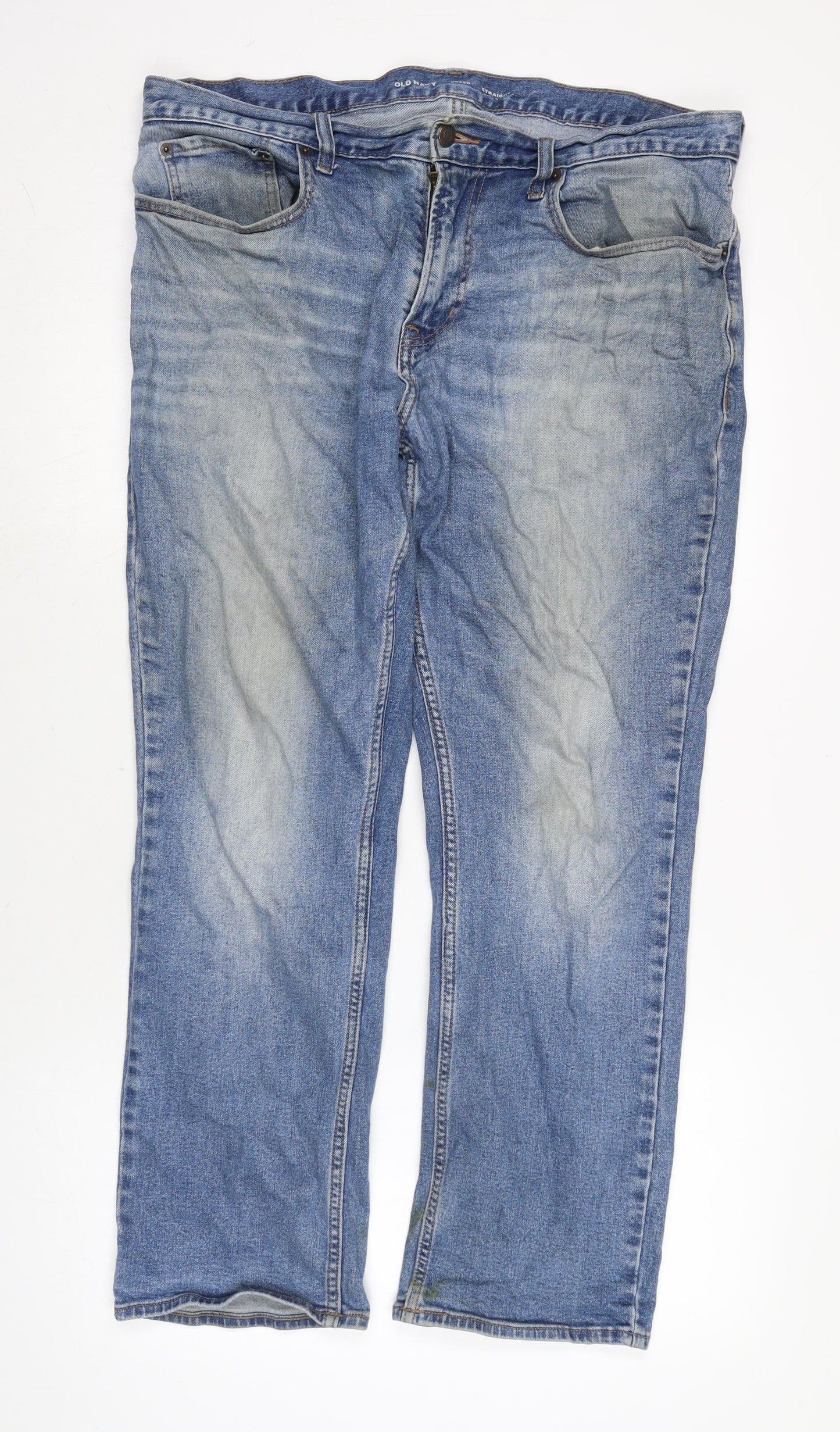 George Mens Blue Cotton Blend Straight Jeans Size 36 in L30 in Regular Zip