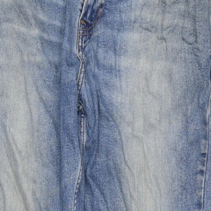 George Mens Blue Cotton Blend Straight Jeans Size 36 in L30 in Regular Zip