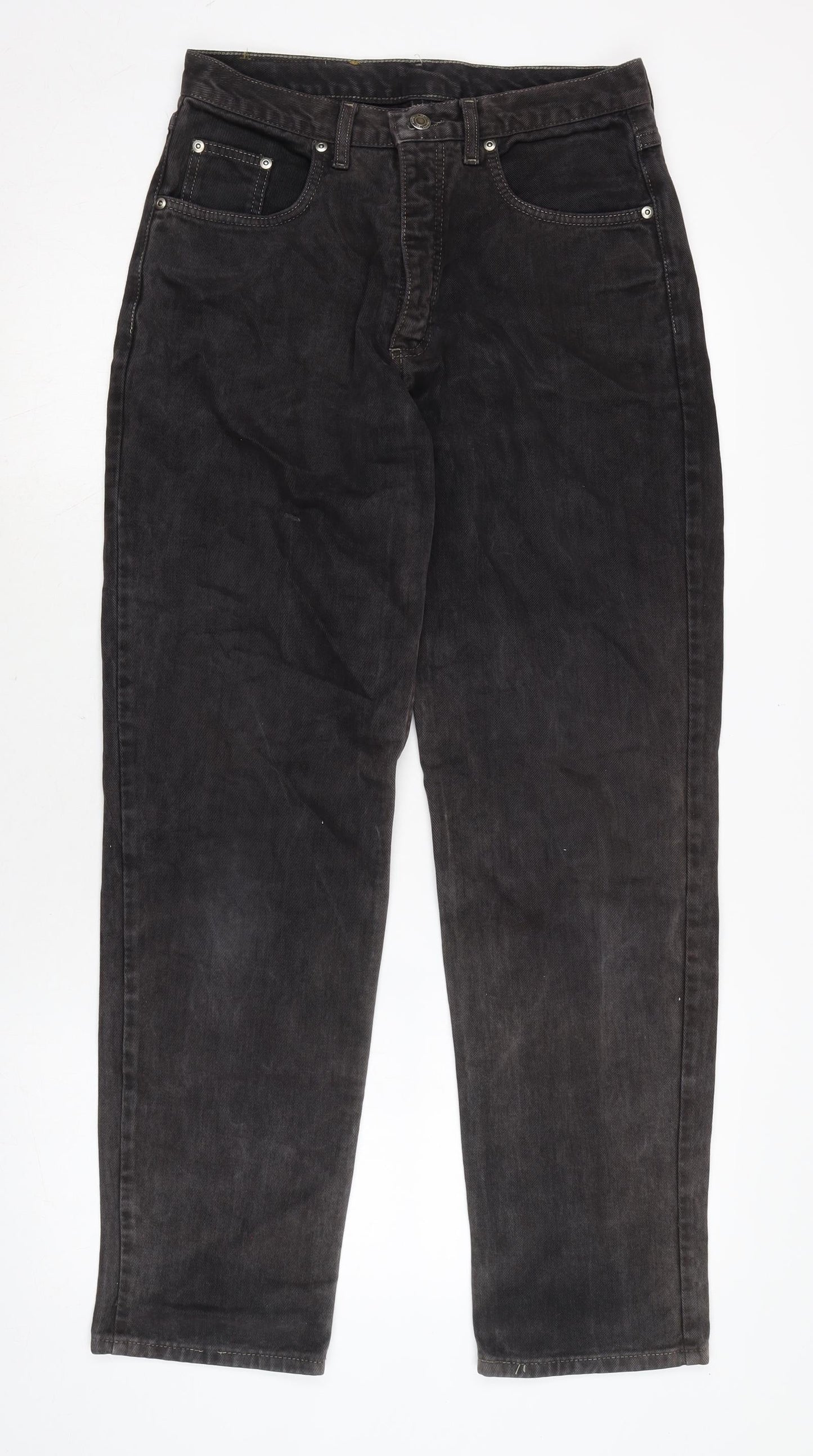 Custom Company Mens Grey Cotton Straight Jeans Size 26 in L28 in Regular Zip