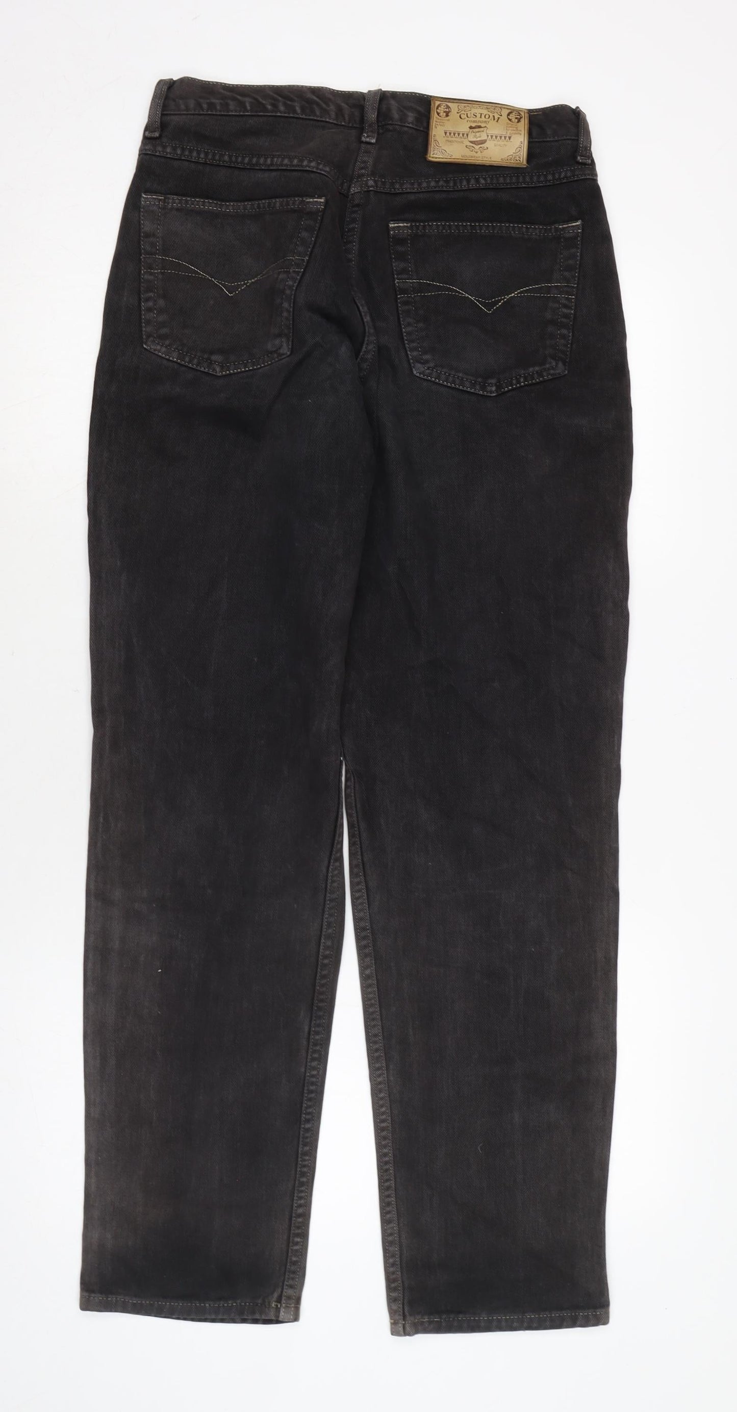 Custom Company Mens Grey Cotton Straight Jeans Size 26 in L28 in Regular Zip