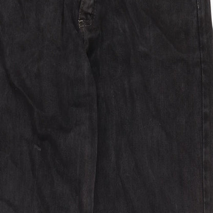 Custom Company Mens Grey Cotton Straight Jeans Size 26 in L28 in Regular Zip