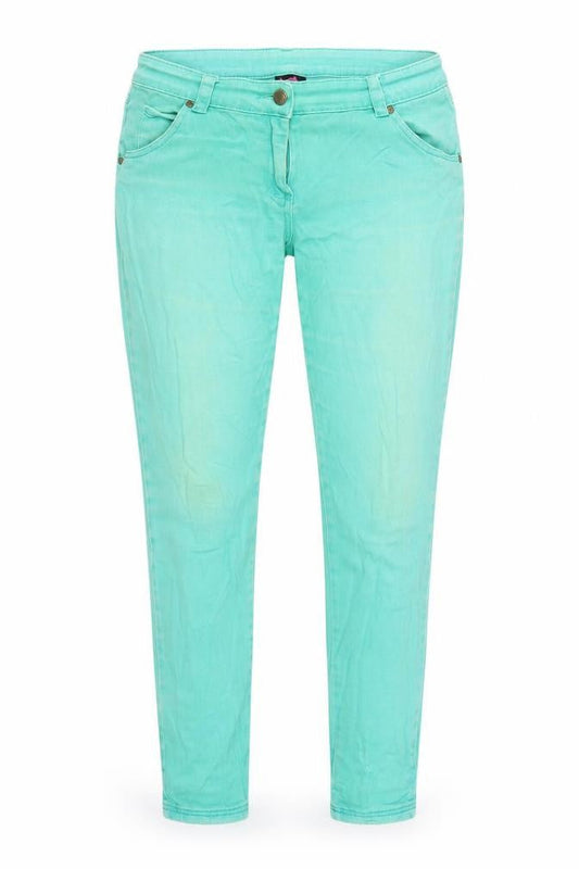TG Womens Green Cotton Straight Jeans Size 12 L28.5 in Regular Zip