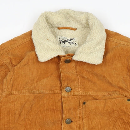 Mens UK Size S Topman Brown Biker Coat