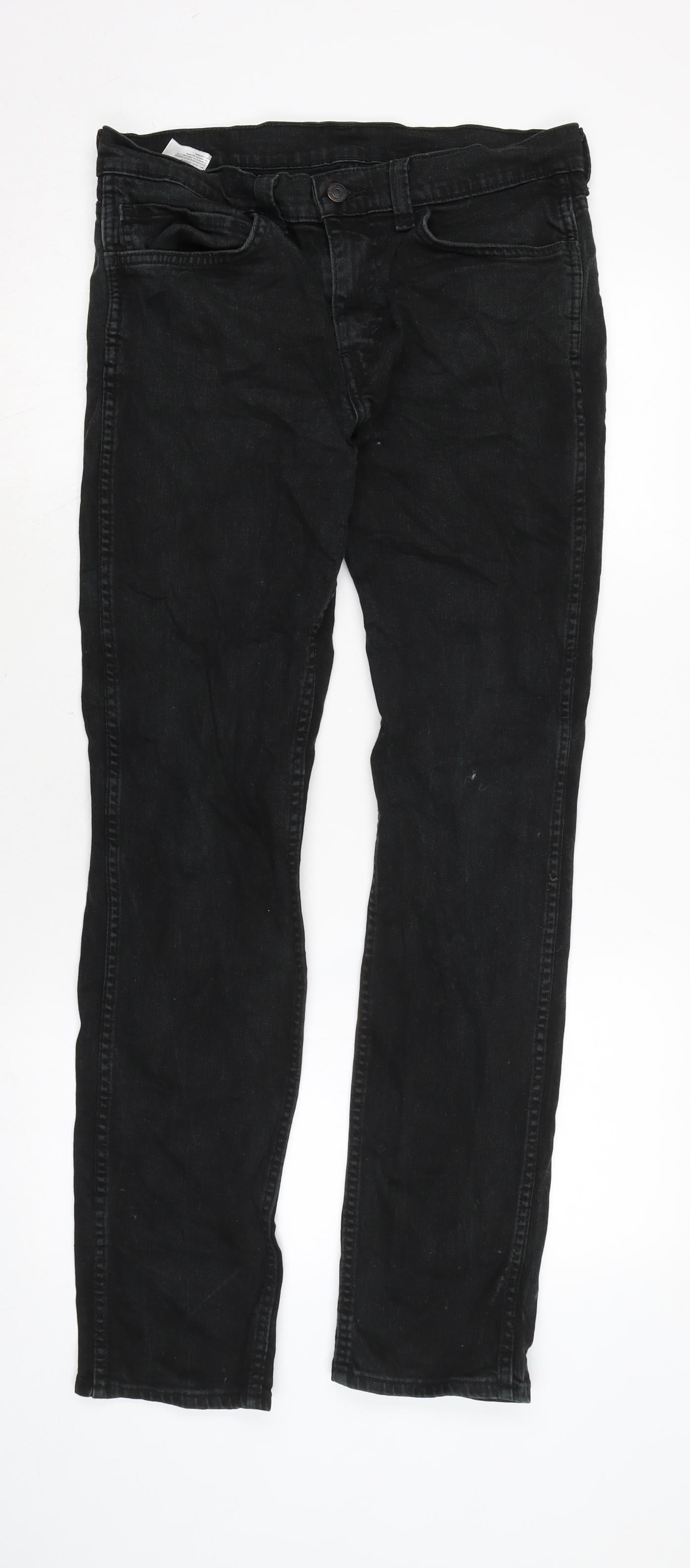 Levis Mens Grey Cotton Straight Jeans Size 28 in L30 in Regular Zip