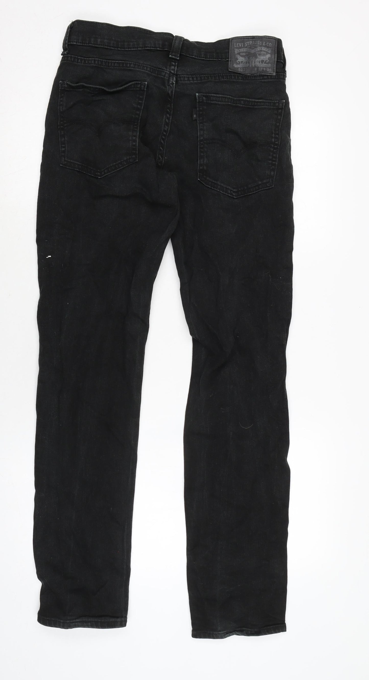 Levis Mens Grey Cotton Straight Jeans Size 28 in L30 in Regular Zip