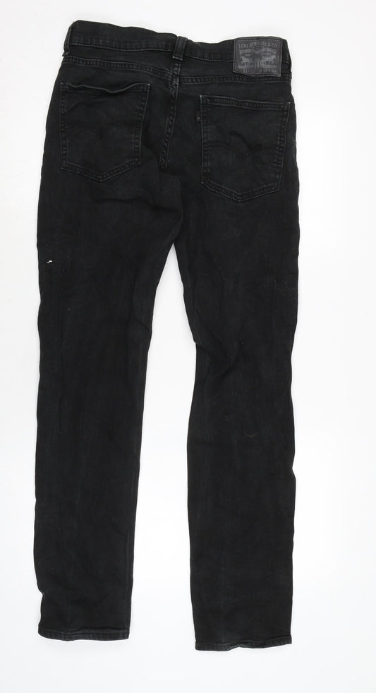 Levis Mens Grey Cotton Straight Jeans Size 28 in L30 in Regular Zip