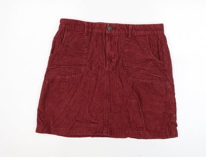 TU Womens Red Cotton A-Line Skirt Size 12 Zip