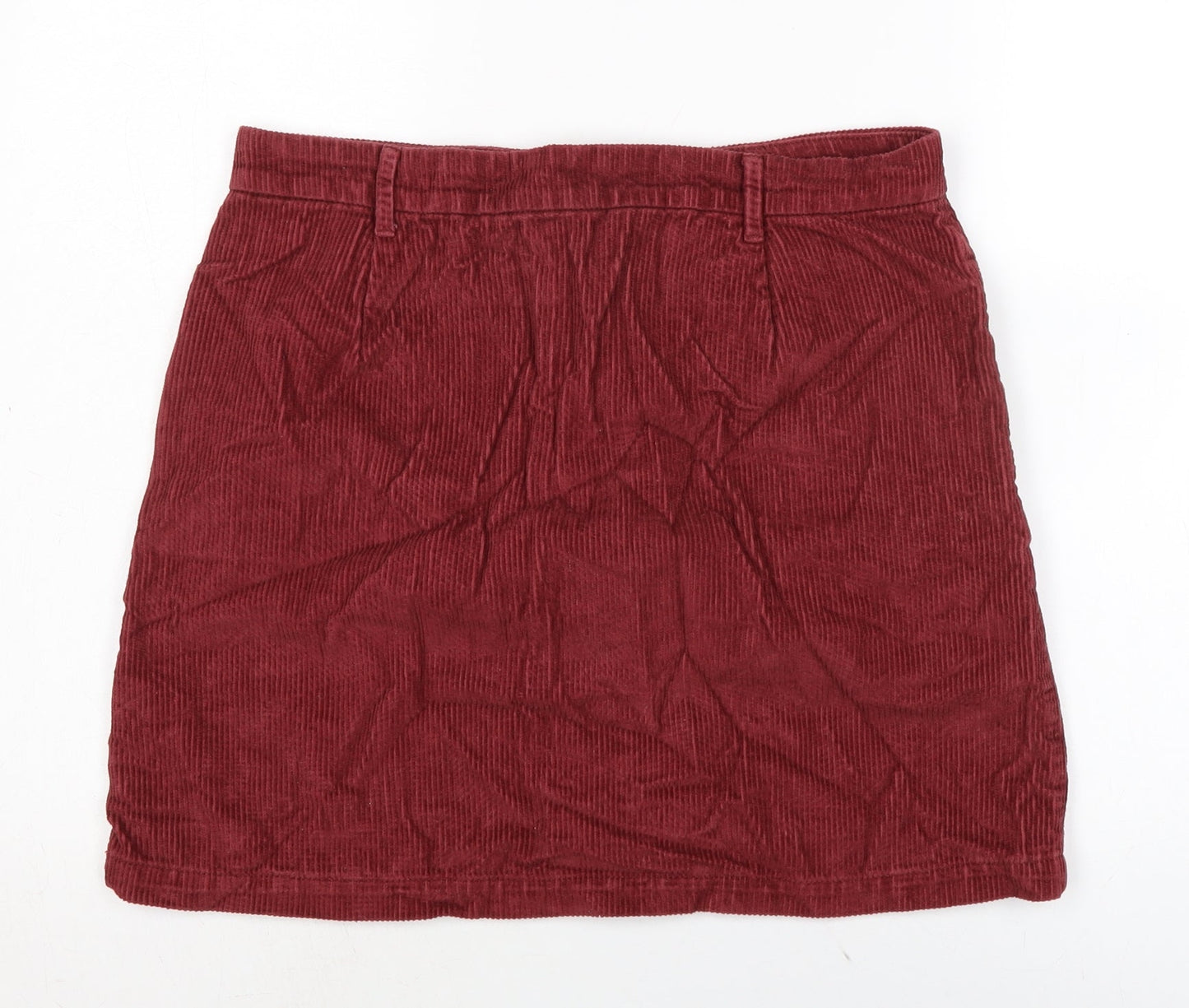 TU Womens Red Cotton A-Line Skirt Size 12 Zip