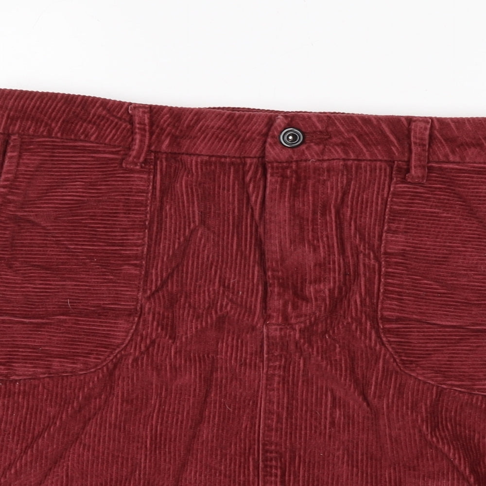TU Womens Red Cotton A-Line Skirt Size 12 Zip