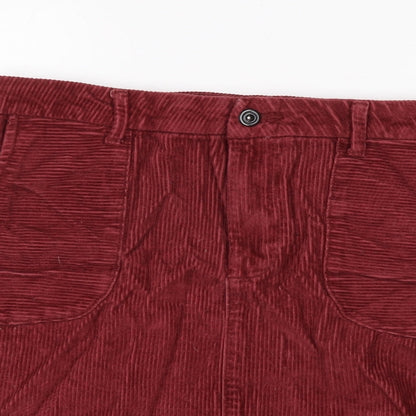 TU Womens Red Cotton A-Line Skirt Size 12 Zip