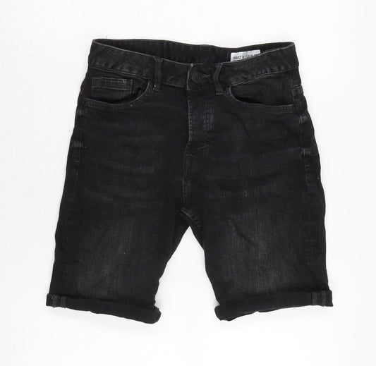 Denim & Co. Mens Black Cotton Bermuda Shorts Size 28 in L10 in Regular Button