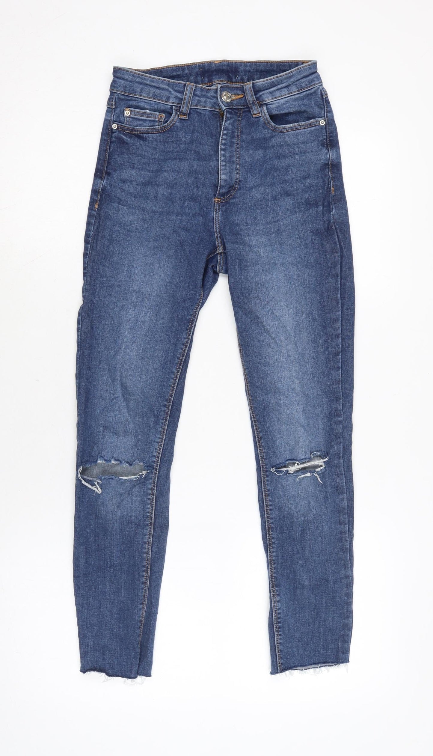Denim & Co. Womens Blue Cotton Blend Tapered Jeans Size 4 L23.5 in Regular Zip - Waist 20In.