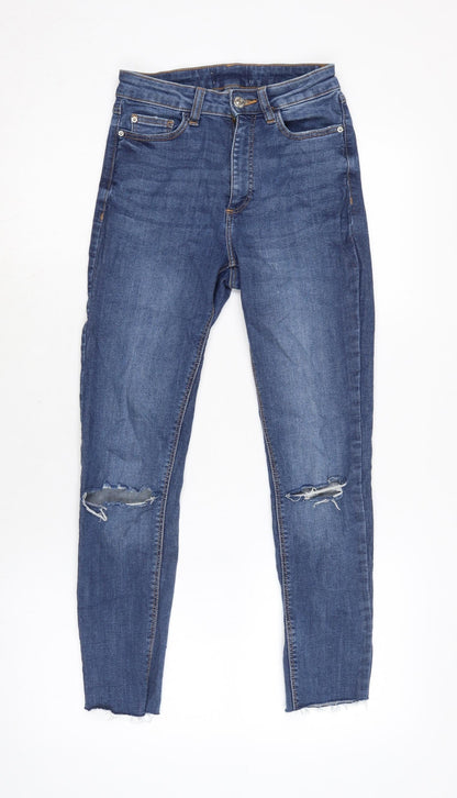 Denim & Co. Womens Blue Cotton Blend Tapered Jeans Size 4 L23.5 in Regular Zip - Waist 20In.
