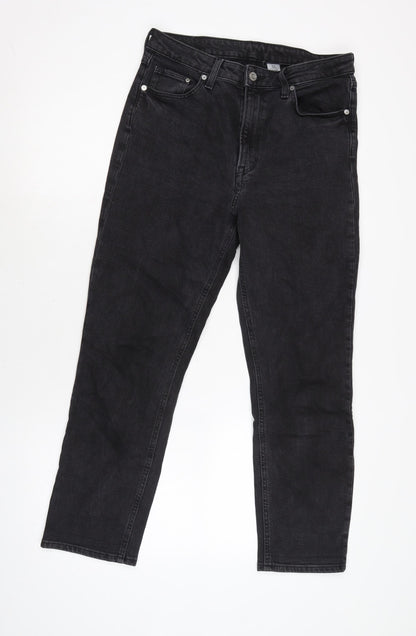 Womens UK Size 12 H&M Regular Fit Straight Grey Jeans