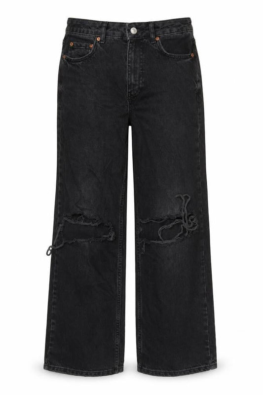 Womens UK Size 6 New Look Regular Fit Wide-Leg Grey Jeans