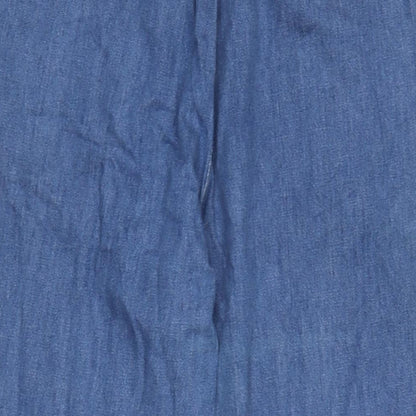 Miss Selfridge Womens Blue Cotton Wide-Leg Jeans Size 10 L21 in Regular