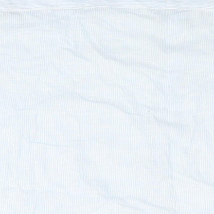 Avenue Mens Blue Striped Linen Button-Up Size 2XL Round Neck Button