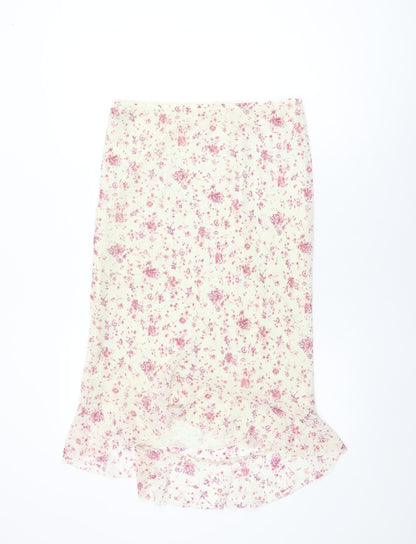 AMARANTO Womens Ivory Floral Polyester Flare Skirt Size 12
