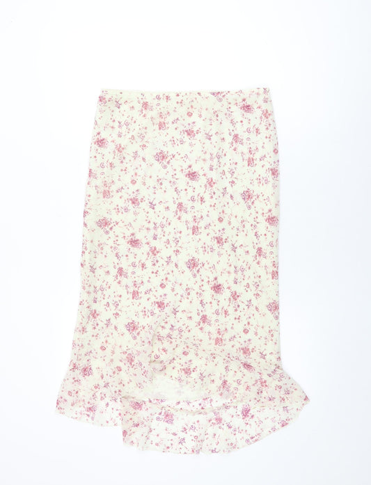 AMARANTO Womens Ivory Floral Polyester Flare Skirt Size 12
