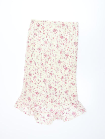 AMARANTO Womens Ivory Floral Polyester Flare Skirt Size 12