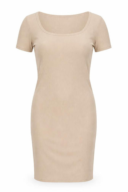 Boohoo Womens Beige Polyester Bodycon Size 14 Square Neck Tie