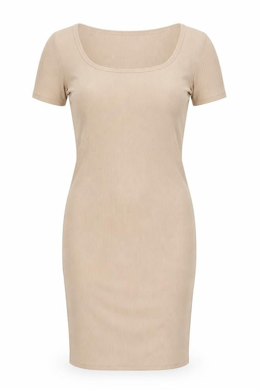 Boohoo Womens Beige Polyester Bodycon Size 14 Square Neck Tie