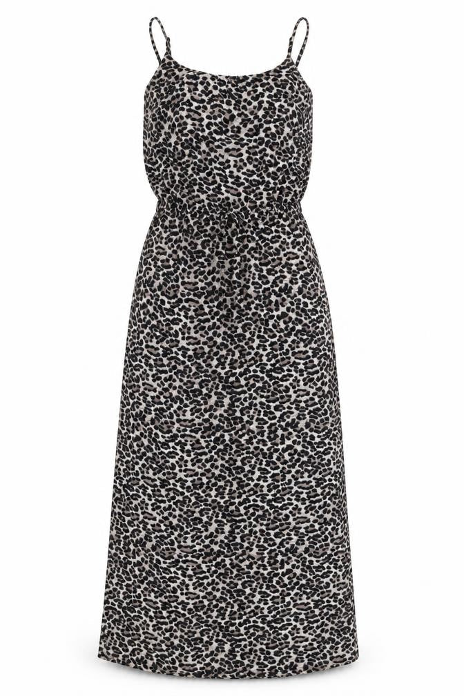 Only Womens Beige Animal Print Polyester Maxi Size 6 Round Neck Pullover