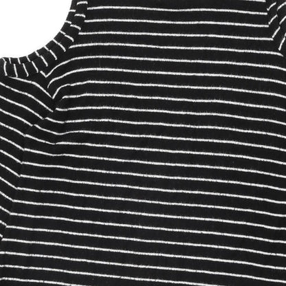 River Island Womens Black Striped Polyester Shift Size 6 Round Neck Pullover