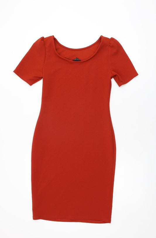 Dorothy Perkins Womens Red Polyester Bodycon Size 10 Round Neck Pullover