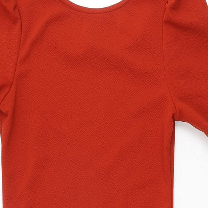 Dorothy Perkins Womens Red Polyester Bodycon Size 10 Round Neck Pullover