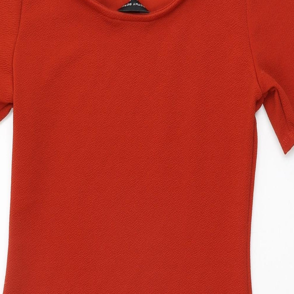 Dorothy Perkins Womens Red Polyester Bodycon Size 10 Round Neck Pullover