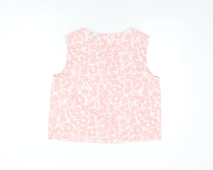 New Look Womens Pink Floral Polyester Basic T-Shirt Size 16 Round Neck