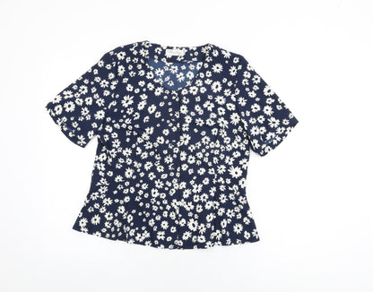 Womens UK Size 14 David Nieper Blue Basic Button-Up