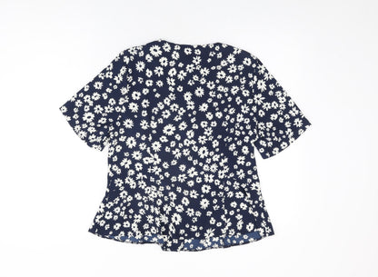 Womens UK Size 14 David Nieper Blue Basic Button-Up