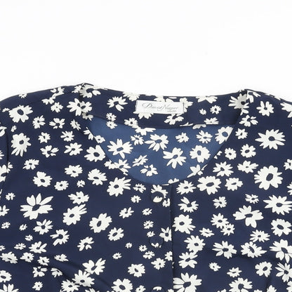 Womens UK Size 14 David Nieper Blue Basic Button-Up