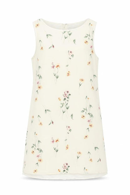 Metropolitan Womens Ivory Floral Polyester Shift Size 8 Round Neck Zip