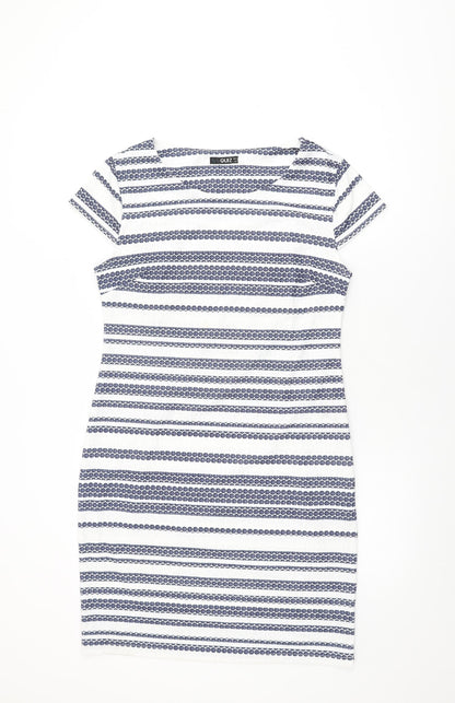 Quiz Womens White Striped Polyester Bodycon Size 12 Round Neck Zip