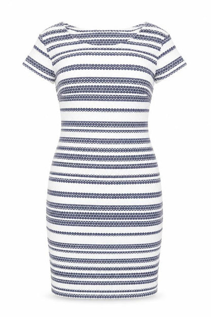 Quiz Womens White Striped Polyester Bodycon Size 12 Round Neck Zip
