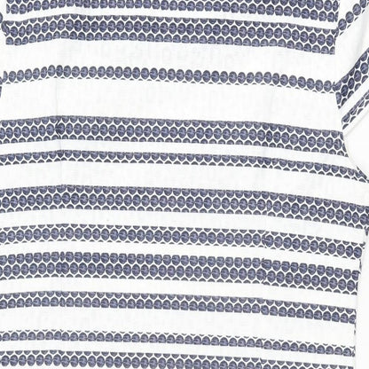 Quiz Womens White Striped Polyester Bodycon Size 12 Round Neck Zip