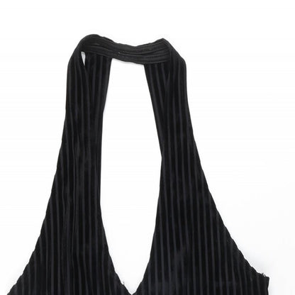 Pins & Needles Womens Black Striped Polyester Skater Dress Size XS V-Neck Pullover