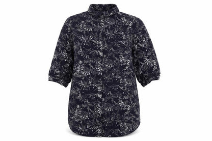 Next Womens Blue Floral Viscose Basic Button-Up Size 10 Collared