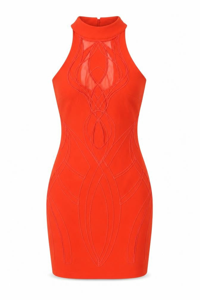 Lipsy Womens Red Polyester Bodycon Size 8 Round Neck Zip