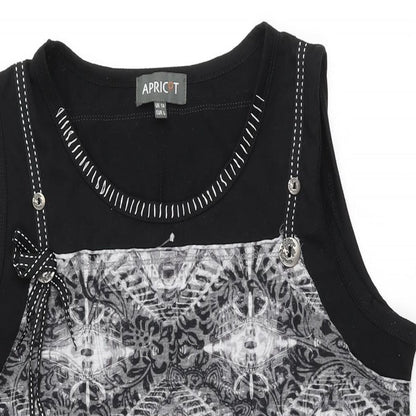 Apricot Womens Black Geometric Polyester Shift Size 14 Round Neck Pullover