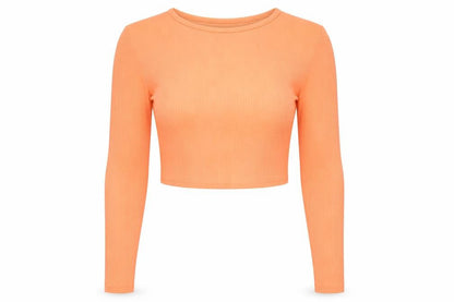 Womens UK Size 10 Boohoo Orange Cropped T-Shirt