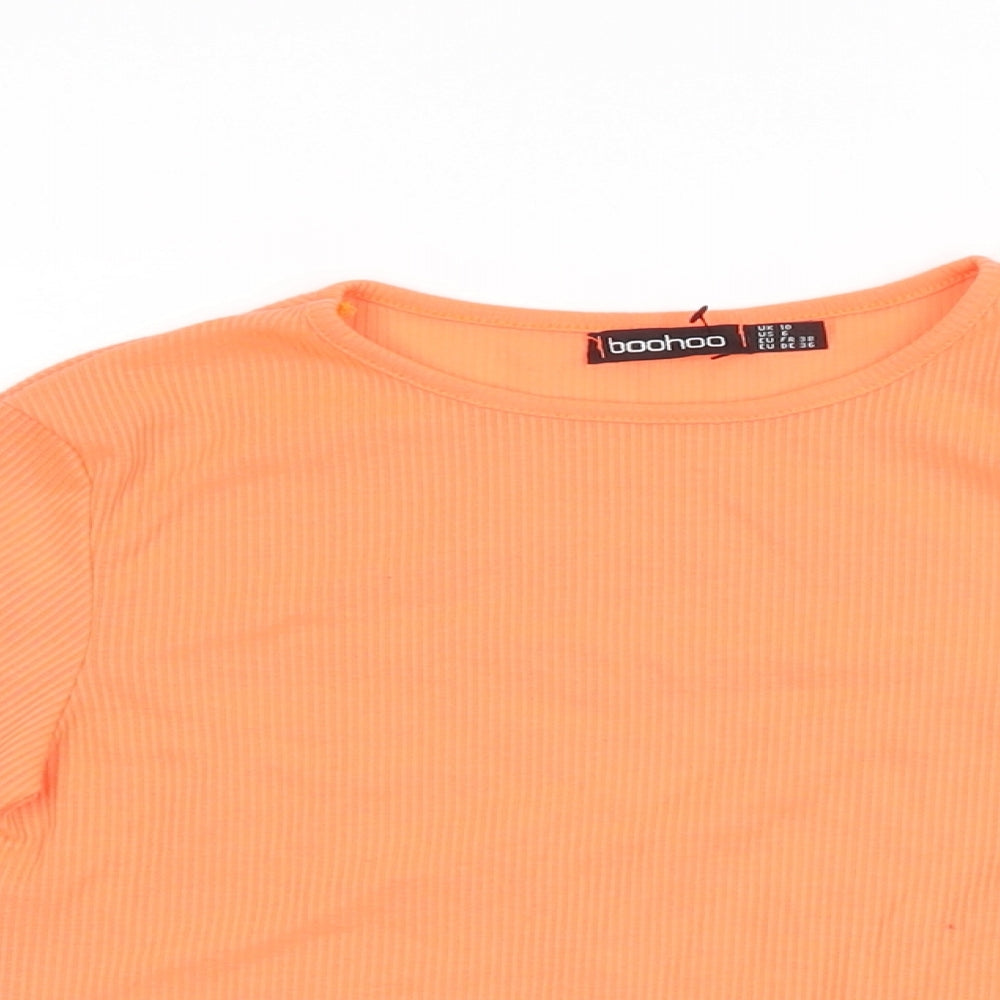 Womens UK Size 10 Boohoo Orange Cropped T-Shirt
