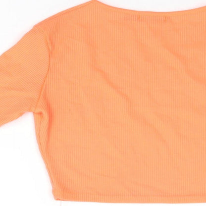 Womens UK Size 10 Boohoo Orange Cropped T-Shirt