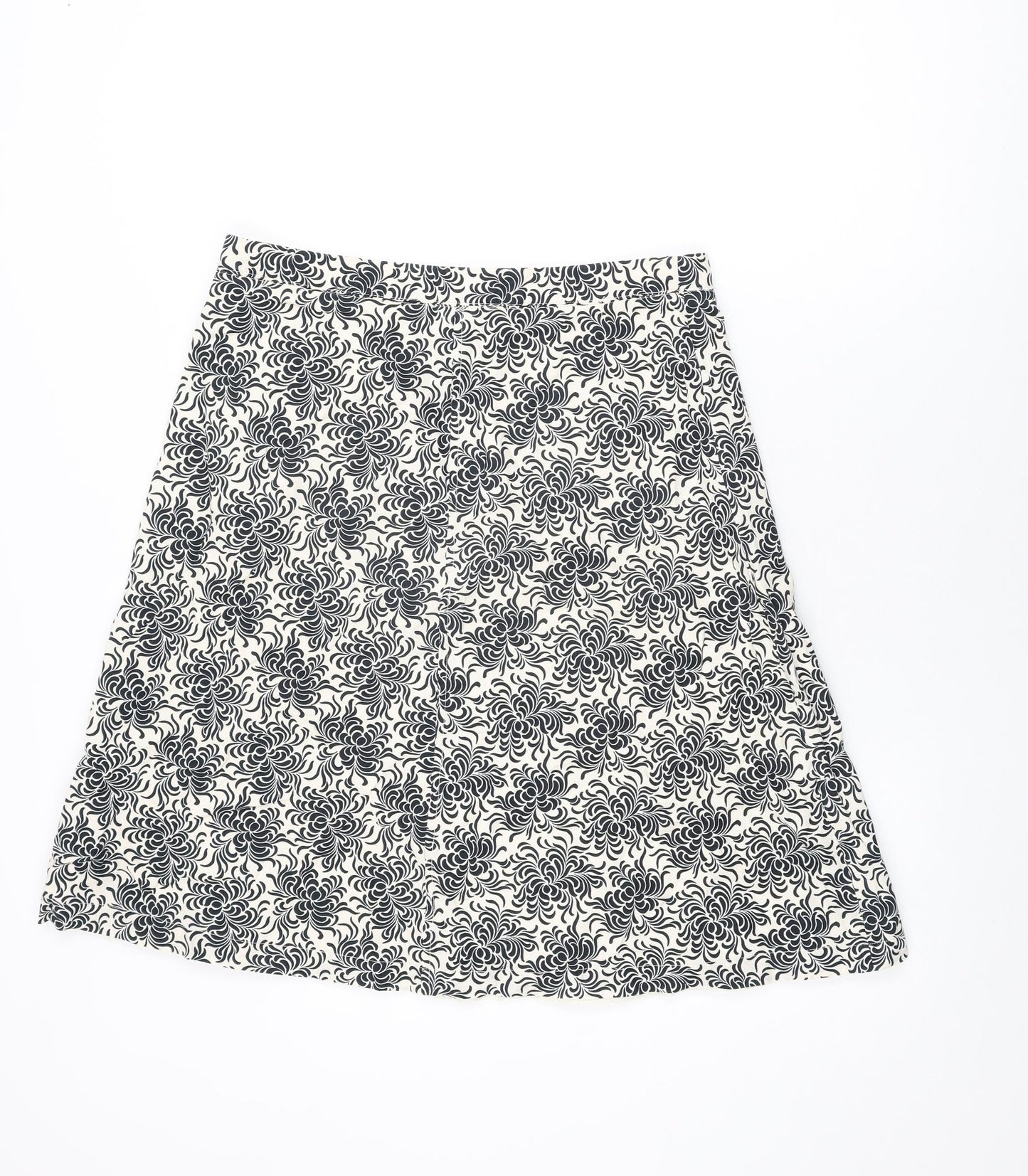 Gap Womens White Floral Cotton Swing Skirt Size 14 Zip