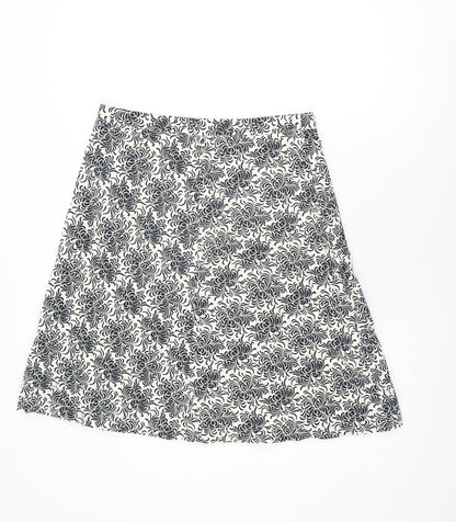 Gap Womens White Floral Cotton Swing Skirt Size 14 Zip