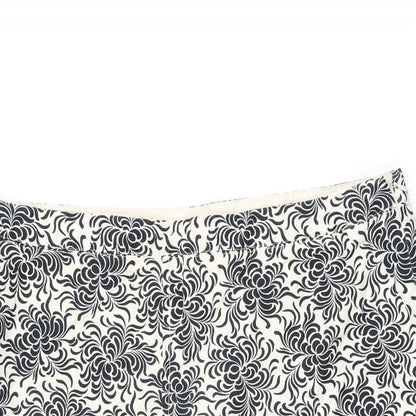 Gap Womens White Floral Cotton Swing Skirt Size 14 Zip