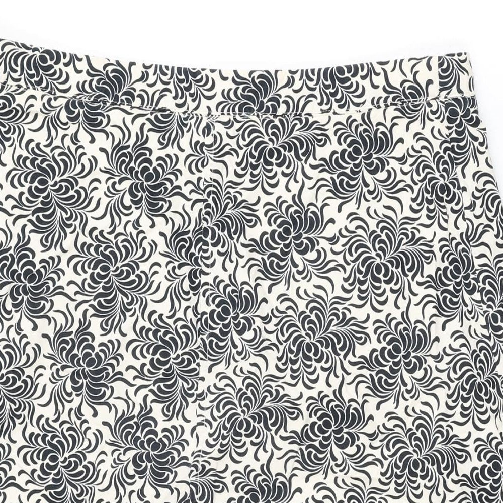 Gap Womens White Floral Cotton Swing Skirt Size 14 Zip